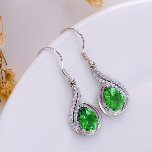 Lvoryance 1.5CT Gemstone Earrings for Women 925 Sterling Silver 6mm * 9mm Pear Cut Birthstone Drop Dangle Earrings in Saudi Arabia