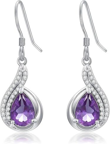 Lvoryance 1.5CT Gemstone Earrings for Women 925 Sterling Silver 6mm * 9mm Pear Cut Birthstone Drop Dangle Earrings in Saudi Arabia