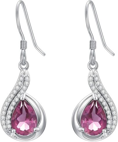 Lvoryance 1.5CT Gemstone Earrings for Women 925 Sterling Silver 6mm * 9mm Pear Cut Birthstone Drop Dangle Earrings in Saudi Arabia