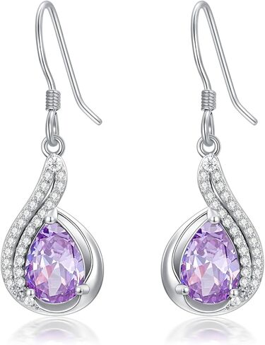 Lvoryance 1.5CT Gemstone Earrings for Women 925 Sterling Silver 6mm * 9mm Pear Cut Birthstone Drop Dangle Earrings in Saudi Arabia