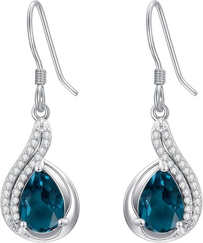 Lvoryance 1.5CT Gemstone Earrings for Women 925 Sterling Silver 6mm * 9mm Pear Cut Birthstone Drop Dangle Earrings in Saudi Arabia