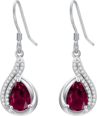 Lvoryance 1.5CT Gemstone Earrings for Women 925 Sterling Silver 6mm * 9mm Pear Cut Birthstone Drop Dangle Earrings in Saudi Arabia
