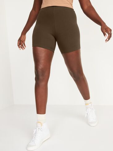 Old Navy High-Waisted Jersey Biker Shorts -- 6-inch inseam - Dark Walnut in Kuwait