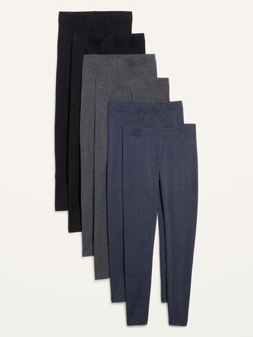 Old Navy High-Waisted Fashion Layering Leggings 6-Pack - Gray/Heather Blue/Black in Kuwait