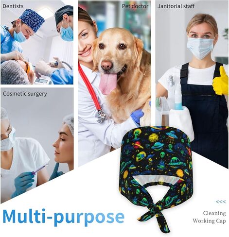 Cat Taco Working Cap, Scrub Cap with Sweatband, Adjustable Tie Back Hat Breathable Headgear for Women/Men in Saudi Arabia