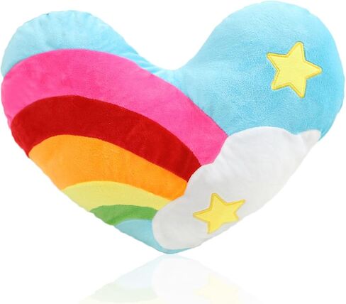 zhidiloveyou Heart Pillow Plush Stuffed Rainbow Heart Shaped Cushion Soft Toy, 17"x12" (Star) in Saudi Arabia