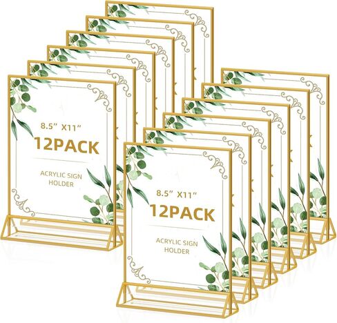 8.5x11 Picture Frame Black Acrylic Sign Holder Double-Sided Display Stand for Wedding Signs Table Numbers Menu Holders， Pack of 6 in Saudi Arabia