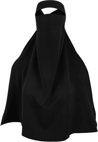 Clobeau المسلمون النساء الوجه الكامل niqab الحجاب النمط السعودي طبقة واحدة niqab وجه الحجاب للحجاب ، 27 "، ربطة عنق ، قطعة واحدة in Saudi Arabia