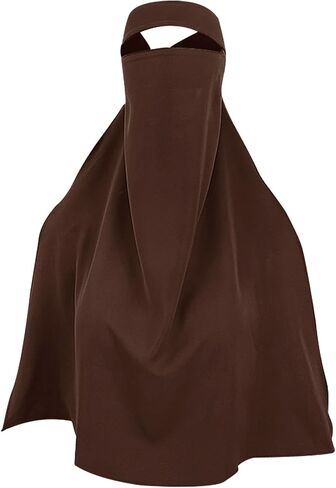 Clobeau Muslim Women Full Face Niqab Veil Saudi Style Single Layer Niqab Face Veil for Hijab, 27" Long, Tie Back, One Piece in Saudi Arabia