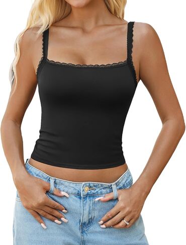 قمم Avidlove Camisole Tops للنساء الدانتيل دانتيل أعلى y2k مربع الرقبة السفلية الخروج من قمم الصيف 2025 العصرية in Saudi Arabia