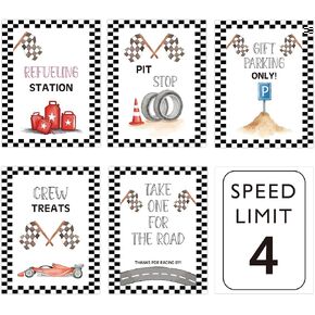 Speed Limit 1 Race Car Birthday Decor, 1st Birthday Party Decorations 6PCS Wall Signs for Baby 1 Years Old Party Decor Yard Garden Banner Party Supplies in Saudi Arabia