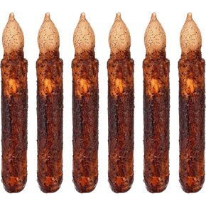 6 عبوات من Lpraer، عمود شمع حقيقي، شموع مستدقة بدائية، شموع بالتنقيط البدائية، مصابيح LED وامضة عديمة اللهب، مجموعة تزيين الهالوين تعمل بالبطارية، ديكور الكنيسة للمهرجانات، بني in Kuwait