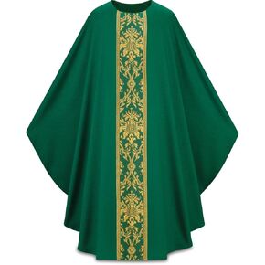 Unisex Church Chasubles with Gold Embroidery - Round Neck Catholic Mass Vestments Robe for Priest & Celebrant in Saudi Arabia