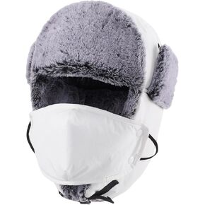 Connectyle Trapper Hat for Men Women Faux Fur Lined Winter Hat with Face Mask Water Repellent Cold Weater Outdoor Hat in Kuwait
