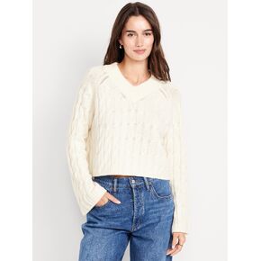 سترة قصيرة من الصوف المخلوط على شكل حرف V من Old Navy - Creme De La Creme in Kuwait
