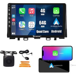 Kunfine Car CarPlay Android Auto Navigation Stereo GPS Radio Reverse Camera Display 9" IPS Touchscreen Headunit Tablet Pad Media Player for Kia Rio 2017-2020, if Applicable Quad Core 2G+32G in Kuwait