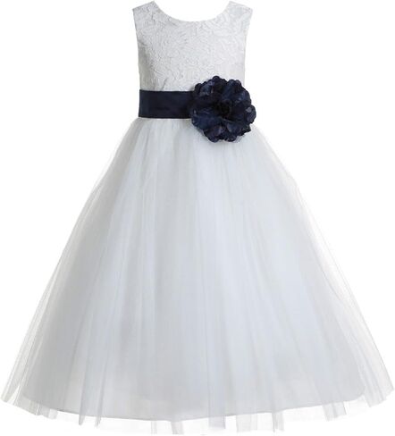 Ivory Floral Lace Heart Cutout Flower Girl Dress Toddler Girl Dresses 172T in Saudi Arabia