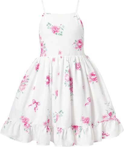 Flofallzique Floral Little Girls Summer Dress Spaghetti Straps Boho Kid Sudress for Birthday Party in Saudi Arabia