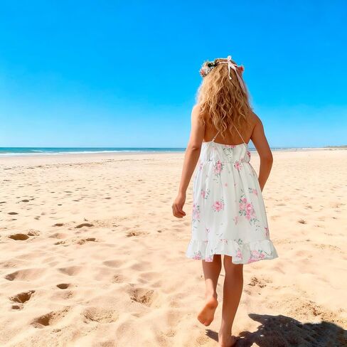 Flofallzique Floral Little Girls Summer Dress Spaghetti Straps Boho Kid Sudress for Birthday Party in Saudi Arabia
