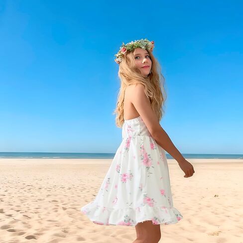 Flofallzique Floral Little Girls Summer Dress Spaghetti Straps Boho Kid Sudress for Birthday Party in Saudi Arabia