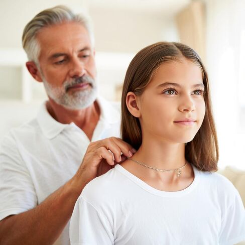 LUXUS™ To My Beautiful Daughter – قلادة على شكل قلب، مجوهرات ملهمة للابنة، هدية من الأب، قلادة رسالة التمكين من الذهب الأبيض عيار 18 قيراط فوق الفولاذ المقاوم للصدأ in Kuwait