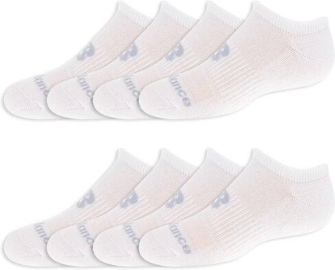 New New Balance Kids 'Performance No Show Socks-8 Pairs-Breathable Mesh Support ، Black (Red Logo) ، حجم الحذاء: 2-9 in Saudi Arabia