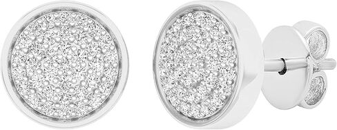 Dazzlingrock Collection 0.25 Ctw Natural Round White Diamond 7.5mm Micropave Circle Studs in 14K Solid Gold, Push Back,Unisex Design Ladies,Mens Real Diamond Earrings in Saudi Arabia