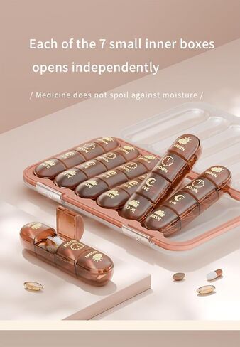 Weekly Pill Organizer, 7 Day Pill Box, Detachable Moisture-Proof Pill Case, Portable Travel Pill Container for Vitamins Fish Oil Compartments Supplements，White, 28 Compartments in Saudi Arabia