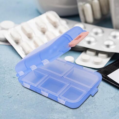 Medicine Box Medicine Case Plastic Waterproof 10 Compartments Buckle Lock Weekly Portable Medicine Container Green in Saudi Arabia
