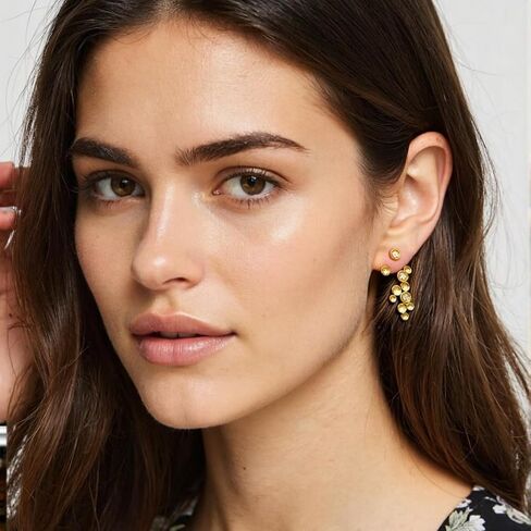 GEEZENCA 925 Sterling Silver 18k Gold Plated Star Dangle Earrings with 5A CZ, Unique Statement Celestial Jacket Earrings, Luxury Illusion Ear Jewelry Gift in Saudi Arabia