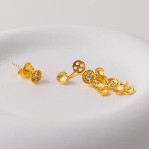 GEEZENCA 925 Sterling Silver 18k Gold Plated Star Dangle Earrings with 5A CZ, Unique Statement Celestial Jacket Earrings, Luxury Illusion Ear Jewelry Gift in Saudi Arabia