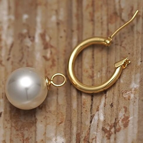 Pearl Earrings for Women 18K Gold Plated Huggie Hoop Earrings with Freshwater Pearls AAAA+ Handpicked Hypoallergenic Drop Stud Earrings Trendy Gold Jewelry Gift in Saudi Arabia