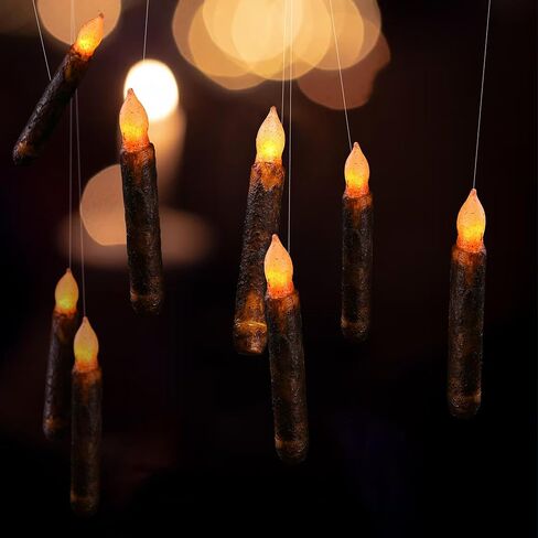 6 عبوات من Lpraer، عمود شمع حقيقي، شموع مستدقة بدائية، شموع بالتنقيط البدائية، مصابيح LED وامضة عديمة اللهب، مجموعة تزيين الهالوين تعمل بالبطارية، ديكور الكنيسة للمهرجانات، بني in Kuwait