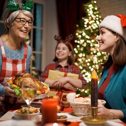 6 عبوات من Lpraer، عمود شمع حقيقي، شموع مستدقة بدائية، شموع بالتنقيط البدائية، مصابيح LED وامضة عديمة اللهب، مجموعة تزيين الهالوين تعمل بالبطارية، ديكور الكنيسة للمهرجانات، بني in Kuwait