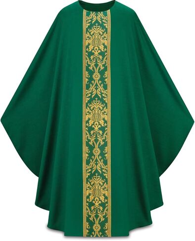 Unisex Church Chasubles with Gold Embroidery - Round Neck Catholic Mass Vestments Robe for Priest & Celebrant in Saudi Arabia