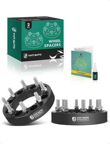 YHTAUTO 8x6.5 Wheel Spacers 1.5 Inch Compatible with Chevrolet, GMC, Ram, Hummer Models, Silverado Suburban Tire Spacers w/ M14x1.5 & 12.9 Grade Studs, 38.1 mm Center Bore 4 Lug 4PCS Black in Saudi Arabia