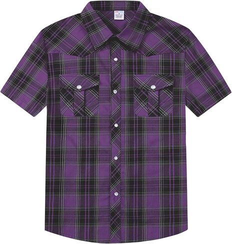 Cosland Boy's Toddler Cotton Western Sleeve Button Down Down Plaid ، 4-14 Years in Saudi Arabia
