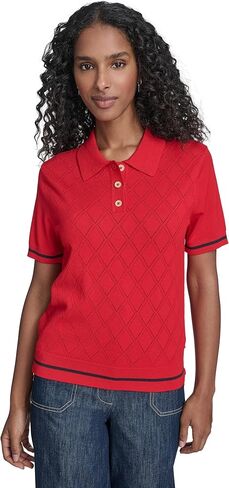 Tommy Hilfiger Womens Short Sleeve Johnny Collar Polo Sweater in Saudi Arabia