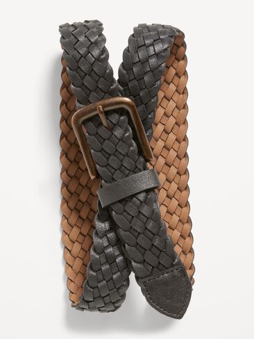 Old Navy Braided Faux-Leather Belt for Men - Black Jack in Saudi Arabia