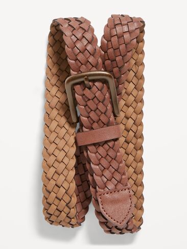Old Navy Braided Faux-Leather Belt for Men - Cognac Brown in Saudi Arabia
