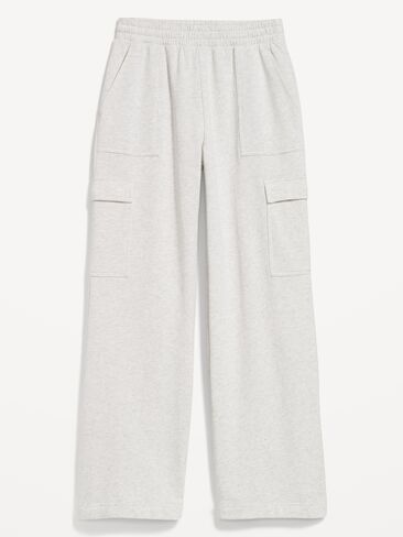 Old Navy High-Waisted SoComfy Cargo Wide-Leg Sweatpants - Light Heather Gray in Saudi Arabia