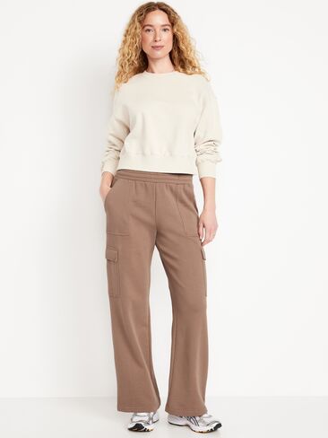 Old Navy High-Waisted SoComfy Cargo Wide-Leg Sweatpants - DRIFTWOOD in Saudi Arabia