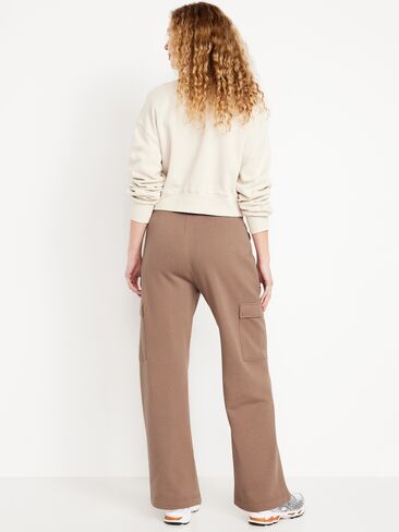 Old Navy High-Waisted SoComfy Cargo Wide-Leg Sweatpants - DRIFTWOOD in Saudi Arabia