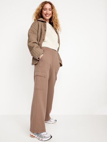 Old Navy High-Waisted SoComfy Cargo Wide-Leg Sweatpants - DRIFTWOOD in Saudi Arabia