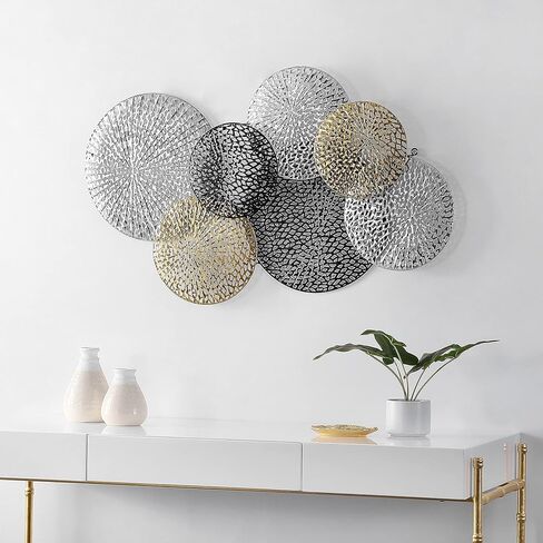 مجموعة SAFAVIEH Home Collection Viviette معدنية متعددة الألوان متداخلة مكونة من 7 أقراص لتزيين الحائط in Kuwait