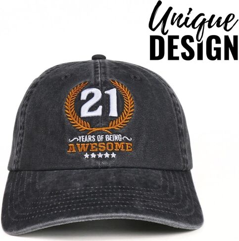 InnoBeta 21st Birthday Gifts for Women Men, 21 Years of Being Awesome, Adjustable Cotton Embroidered Baseball Cap, Grey in Saudi Arabia
