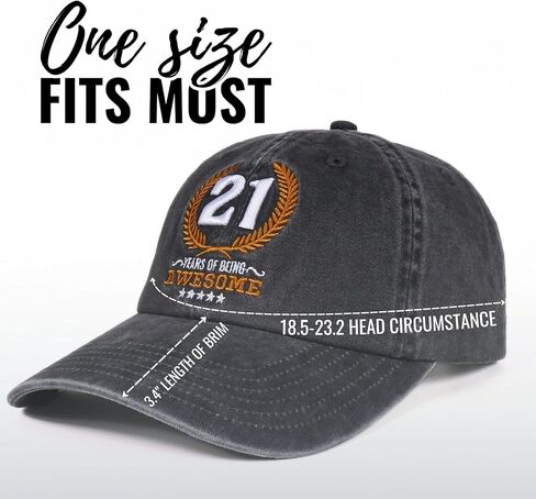 InnoBeta 21st Birthday Gifts for Women Men, 21 Years of Being Awesome, Adjustable Cotton Embroidered Baseball Cap, Grey in Saudi Arabia