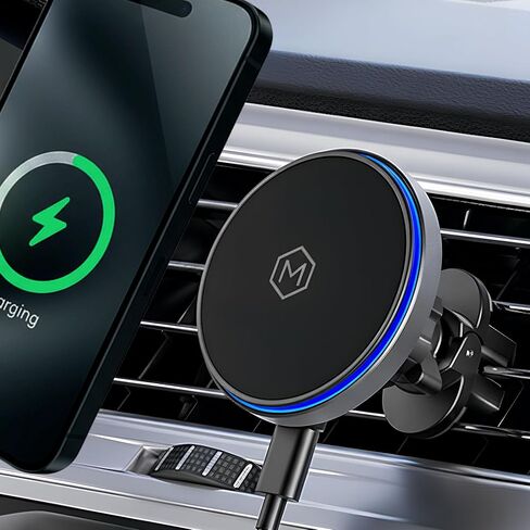 MAG Switch QI2 Wireless Car Charger Slot Slot Slot ، شاحن سريع 15W مع مفتاح تشغيل/إيقاف مدمج لشحن أكثر ذكاءً ، مغناطيس N52 قوي ، متوافق مع iPhone 12-16 in Kuwait