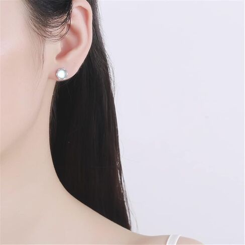 3Pcs Pure Titanium Hypoallergenic Earrings, Opal/Moonstone/Cat's Eye/Blue Turquoise 925 Sterling Silver Stud Earrings, Implant Grade, Delicate Jewelry For Sensitive Ears in Saudi Arabia