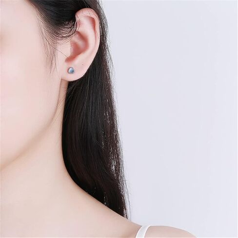 3Pcs Pure Titanium Hypoallergenic Earrings, Opal/Moonstone/Cat's Eye/Blue Turquoise 925 Sterling Silver Stud Earrings, Implant Grade, Delicate Jewelry For Sensitive Ears in Saudi Arabia